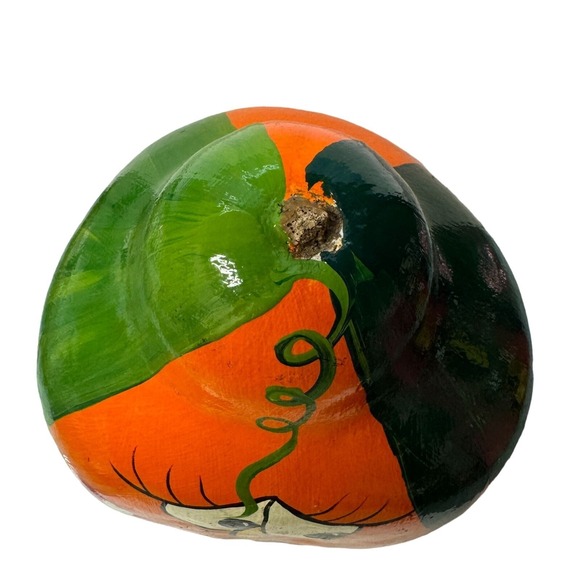 Silly Girl Face Hand Painted Gourd Fall Halloween 9.75" x 9" - Picture 7 of 12